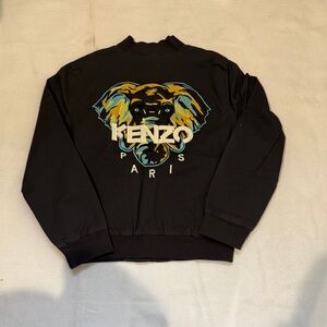 Kenzo Black Crewneck with Elephant Design